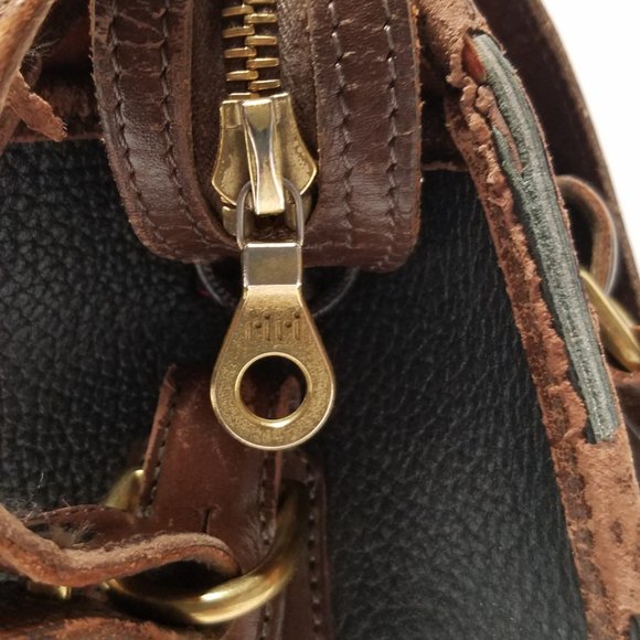 Dooney & Bourke Black & Burnt Cedar Leather Satchel - Vintage - Picture 6 of 16